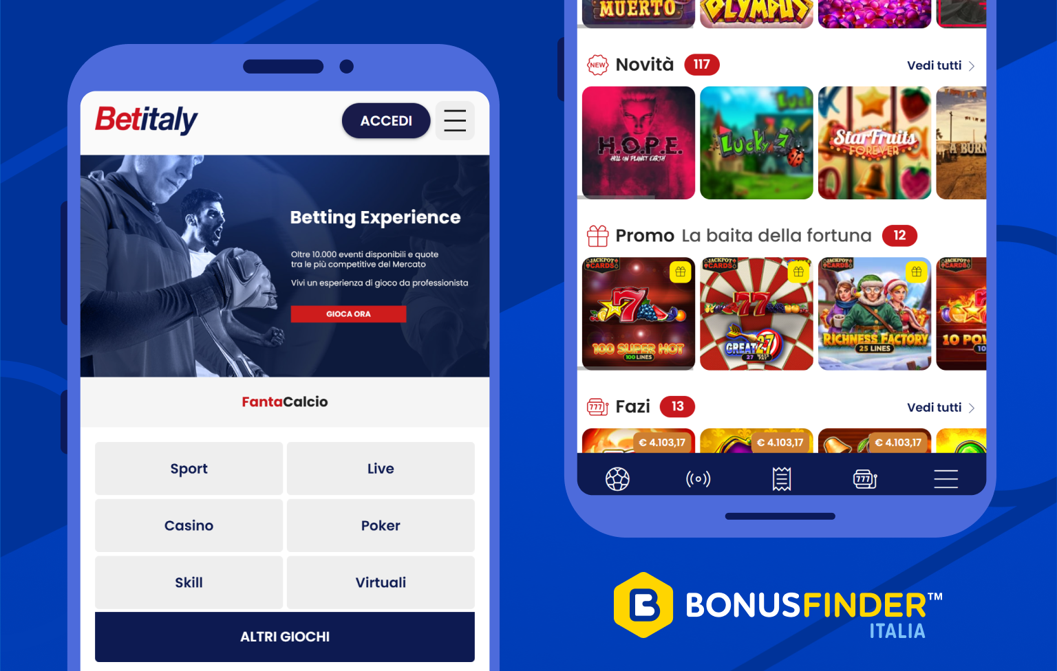 Schermata principale del sito Betitaly casino